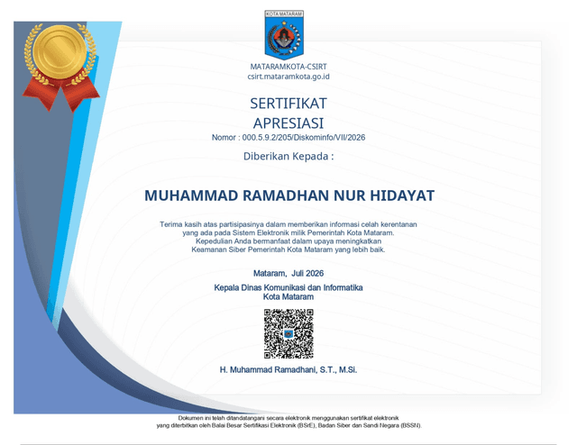 Sertifikat MataramKota