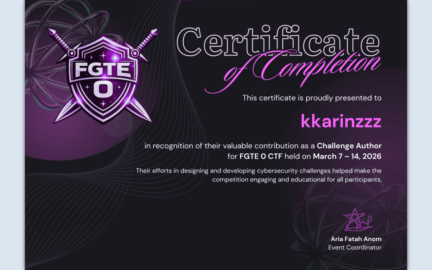 Challenge Author FGTE 0 CTF